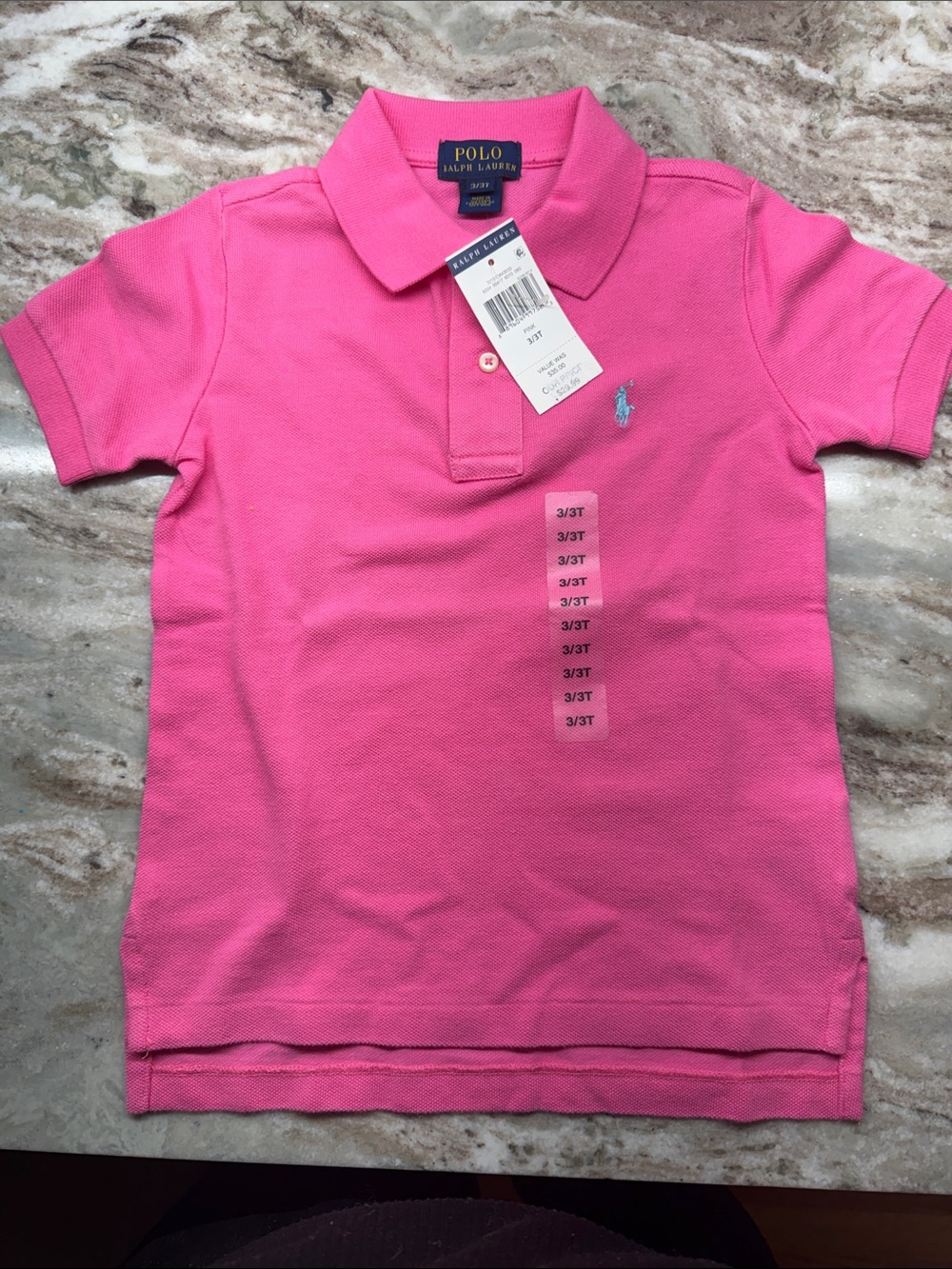 Ralph Lauren Bright Pink Kids Polo with Embroidered Pony Size 3T